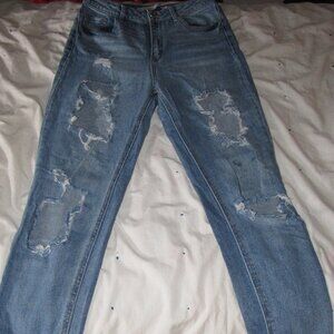 Light Blue Denim Ripped Jeans